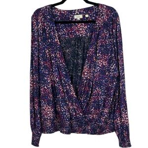 Fat Face Cotton Modal Blend Remi Layered Spot Wrap Top with V-Neck Size 14